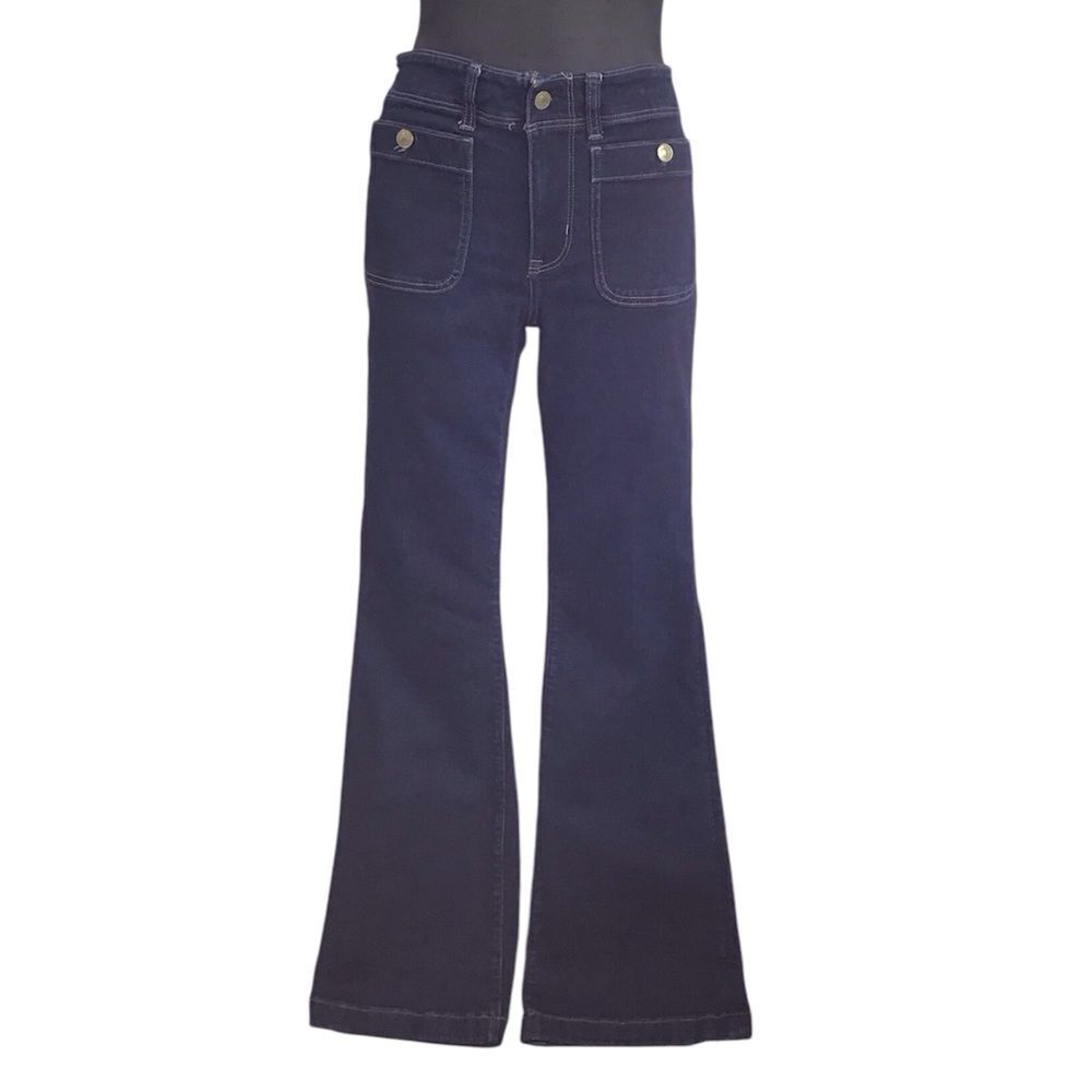 American Eagle Outfitters Dark Blue Boot Cut  Jeans Patch Pocket Size 12